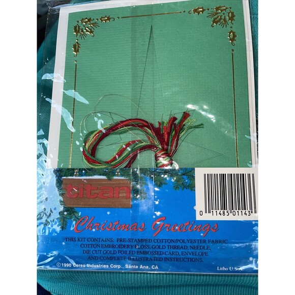TITAN CHRISTMAS GREETINGS CROSS STITCH NEEDLECRAFT KIT W/ EMBOSSED CARD 1990 - Picture 4 of 5